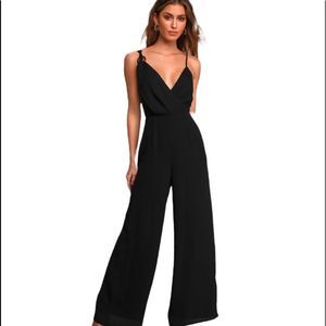 Lulus Boardwalk Breeze Black Sleeveless Wide-Leg Jumpsuit